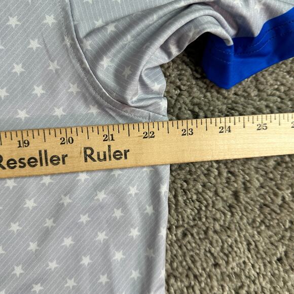FN3P Golf Shirt Mens Large Gray White Stars USA Flag Short Sleeve Golfing Polo - Picture 10 of 11